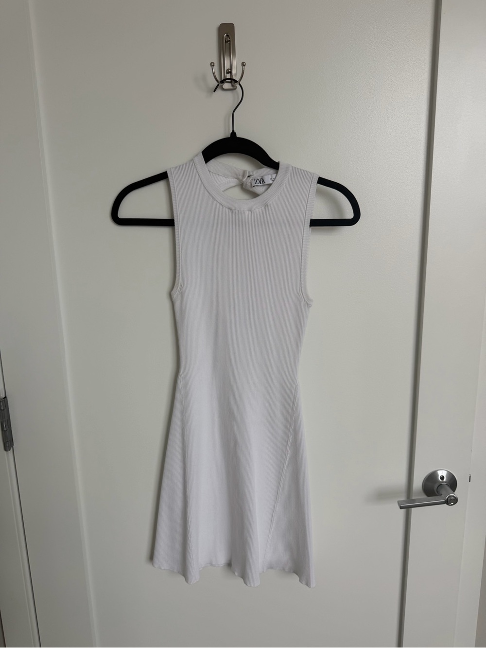 Zara White Ribbed Tank Mini Dress